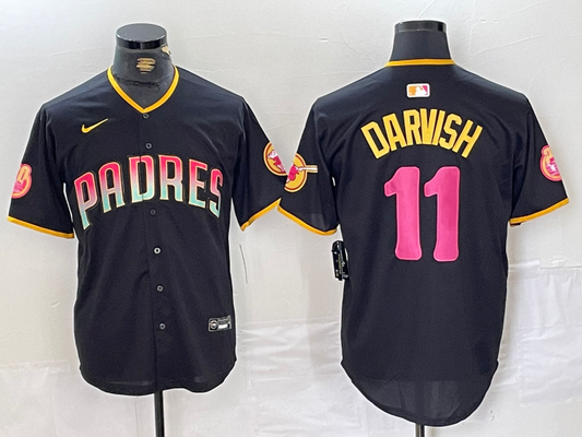 Men's San Diego Padres Yu Darvish #11 Black Replica Player Jersey1