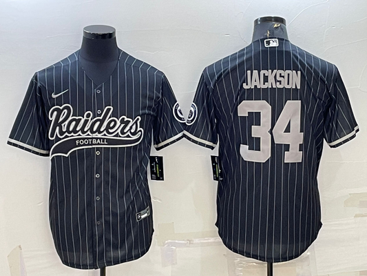 Men's Las Vegas Raiders Bo Jackson Black Team Game Jersey Joint Edition