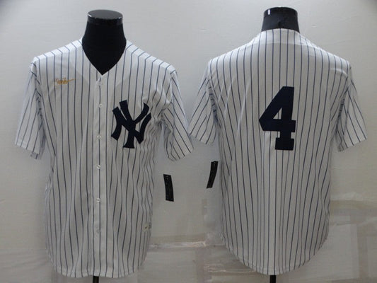 Men's New York Yankees Lou Gehrig #4 White Home Replica Player Name Jersey