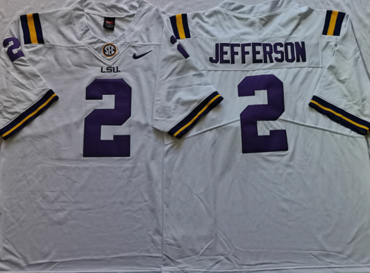 Men's LSU Tigers Justin Jefferson White Player Game Jersey