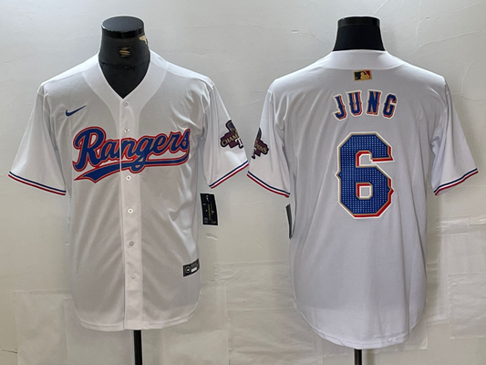 Men's Texas Rangers Josh Jung #6 White 2024 Gold Collection Limited Player Jersey1