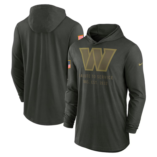 Men's Washington Commanders  Forest Green 2025 Salute to Service Sideline Dri-FIT Lightweight Hooded Pullover