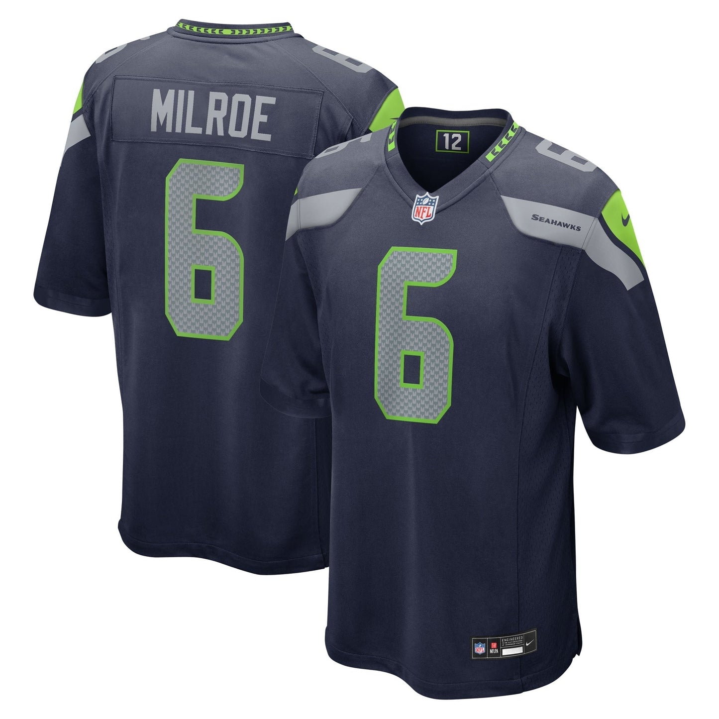 Men's Seattle Seahawks Jalen Milroe  College Navy 2025 NFL Draft Game Jersey