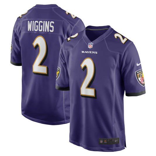 Baltimore Ravens Nate Wiggins Purple Player Game Jersey