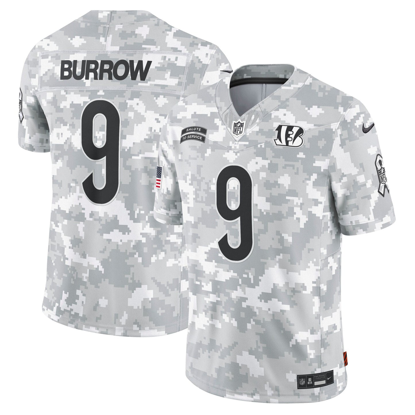 Joe Burrow Cincinnati Bengals  2024 Salute to Service Limited Jersey - Arctic Camo