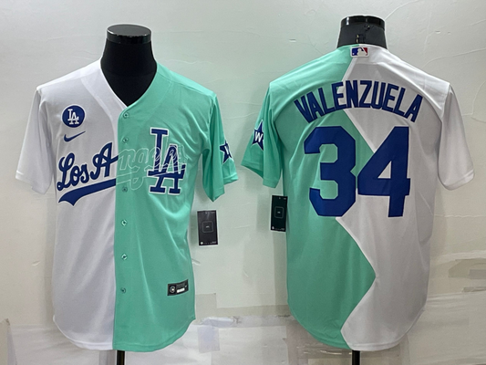 Men's Los Angeles Dodgers Fernando Valenzuela White/Green Replica Baseball Jersey