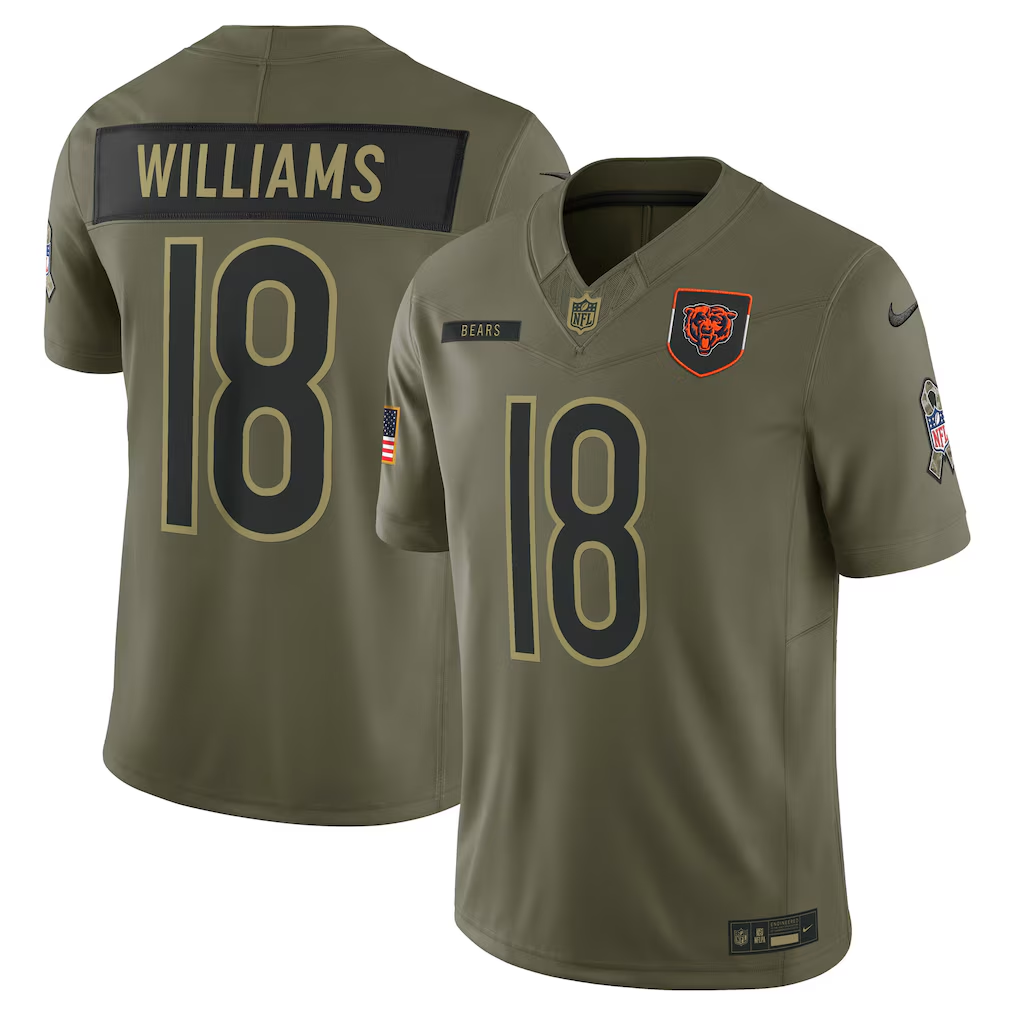 Men's Chicago Bears Caleb Williams  Olive 2025 Salute to Service Limited Jersey