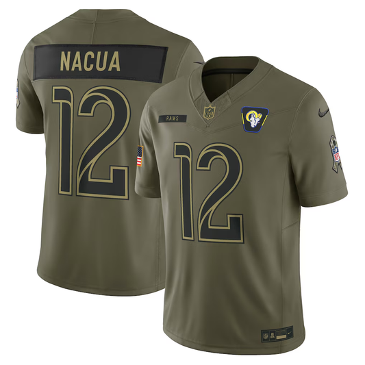Men's Los Angeles Rams Puka Nacua  Olive 2025 Salute to Service Limited Jersey