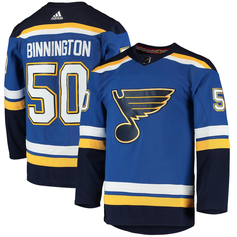 Men's St. Louis Blues Jordan Binnington  Blue Home Authentic Player Jersey