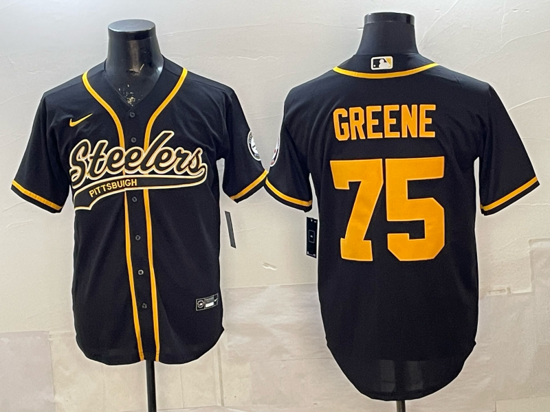 Men's Pittsburgh Steelers Joe Greene #75 Black Player Jersey