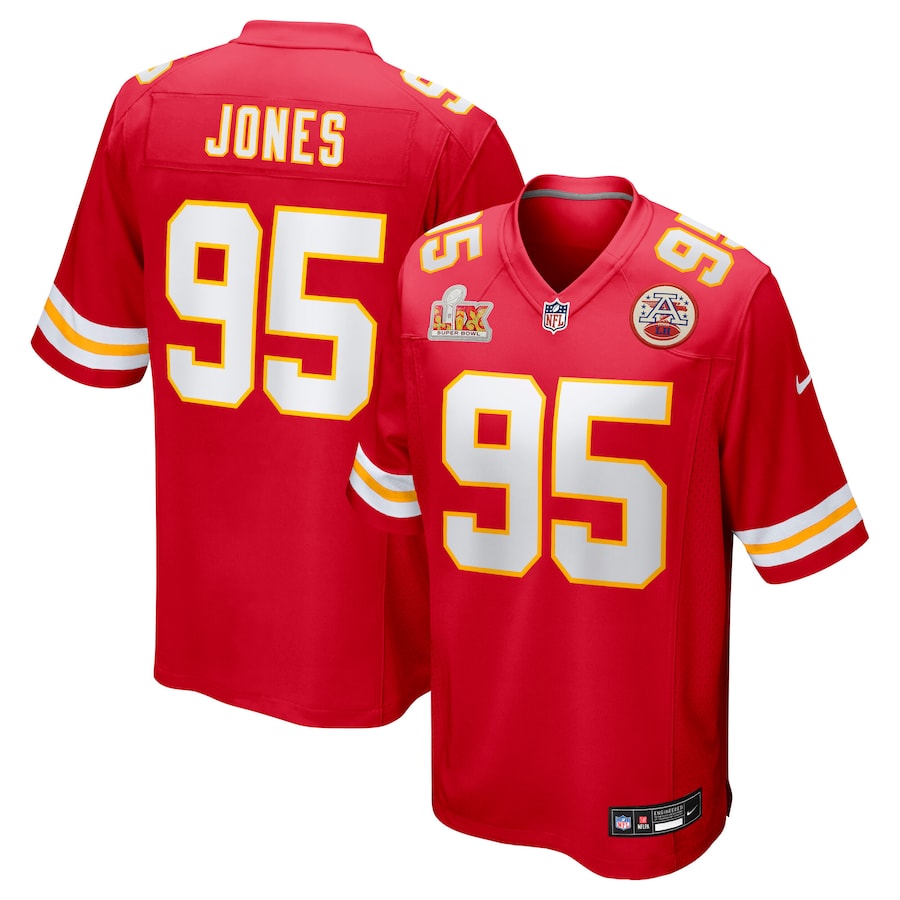Men's  Chris Jones Red Kansas City Chiefs Super Bowl LIX Game Jersey