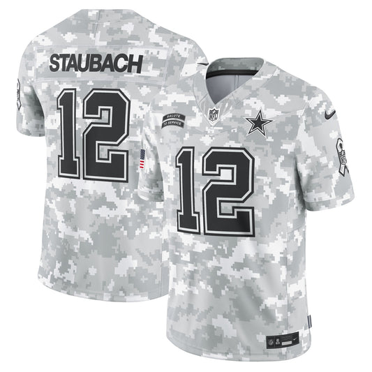 Roger Staubach Dallas Cowboys  2024 Salute to Service Retired   Limited Jersey - Arctic Camo