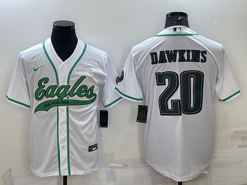 Men's Philadelphia Eagles Brian Dawkins White Game Jersey Joint Edition