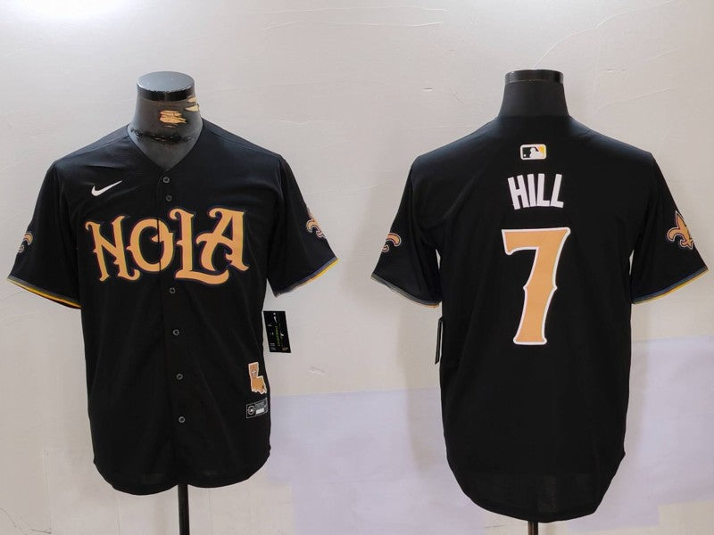 Men's New Orleans Saints Taysom Hill Black Player Game Jersey
