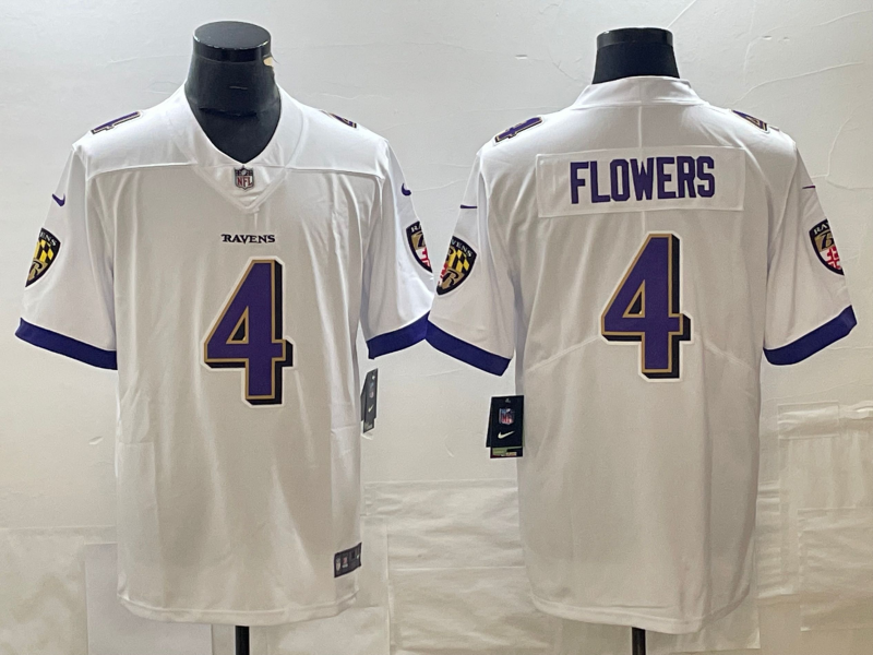 Men's Baltimore Ravens Zay Flowers White Game Jersey