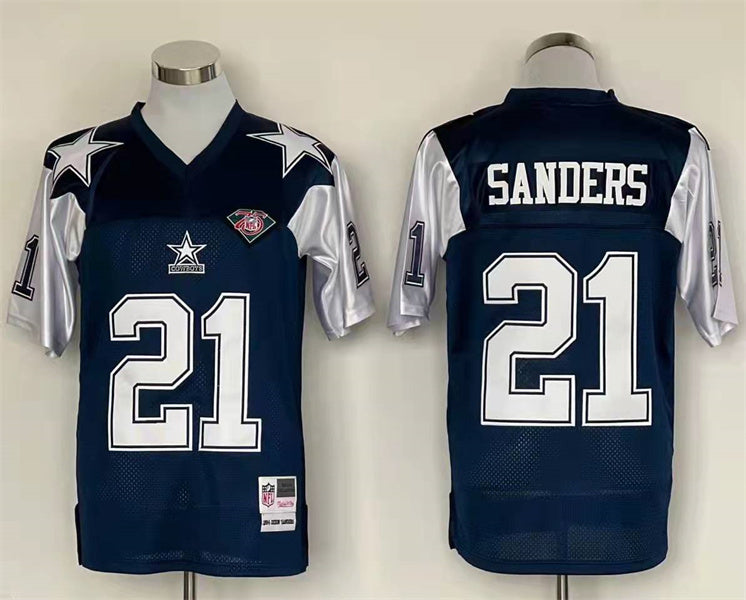 Men's Dallas Cowboys Deion Sanders  Navy Legacy Replica Jersey1