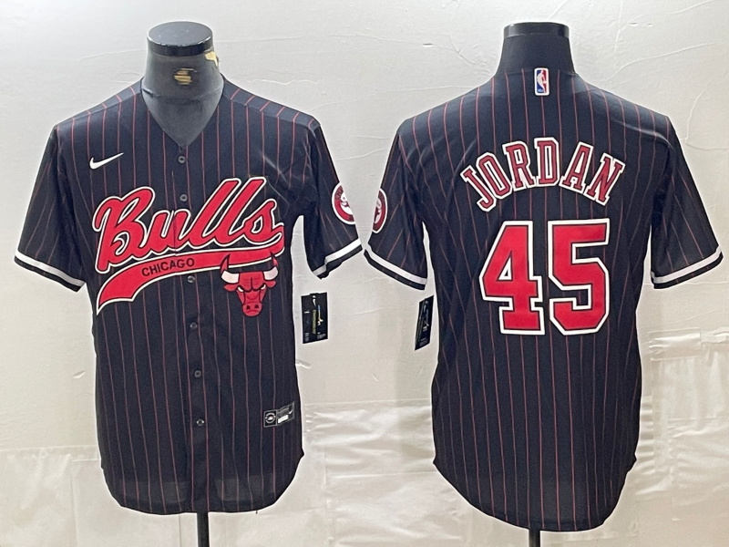 Men's Chicago Bulls Michael Jordan #45 Black Game Player Jersey