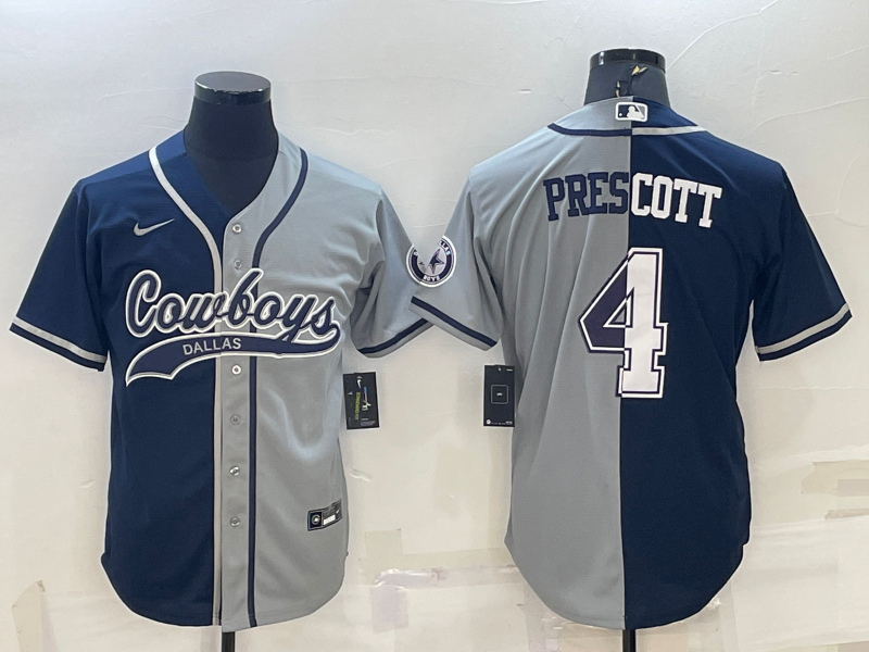 Men's Dallas Cowboys Dak Prescott Navy/Gray Game Jersey Joint Edition