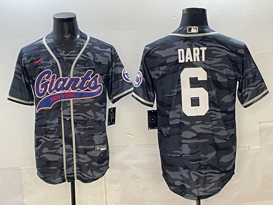 Men's New York Giants Jaxson Dart Grey Camouflage Game Jersey
