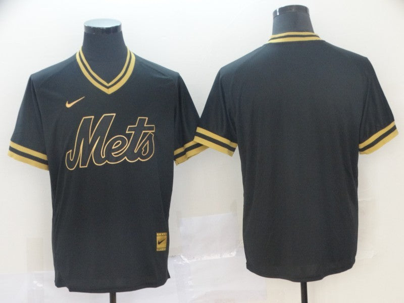 Men's New York Mets1 Black Replica Blank Jersey