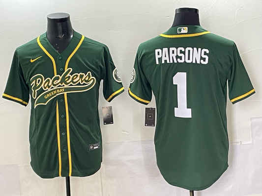 Men's Green Bay Packers Micah Parsons #1 Green Game Jersey