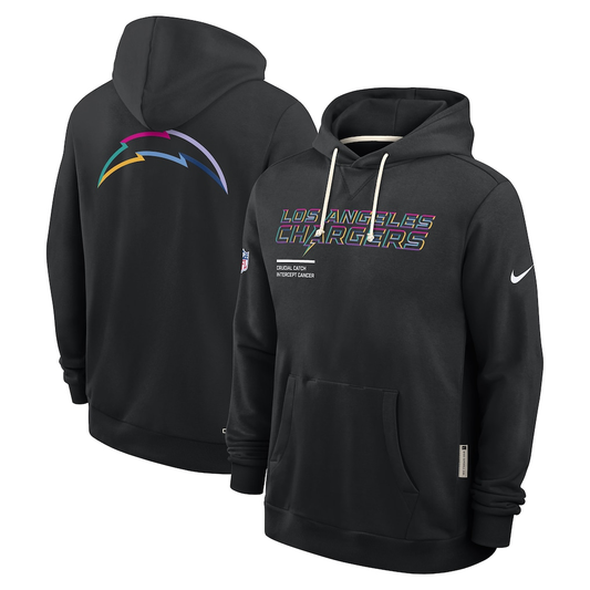 Men's Los Angeles Chargers  Black 2025 NFL Crucial Catch Sideline Standard Issue Dri-FIT Hoodie