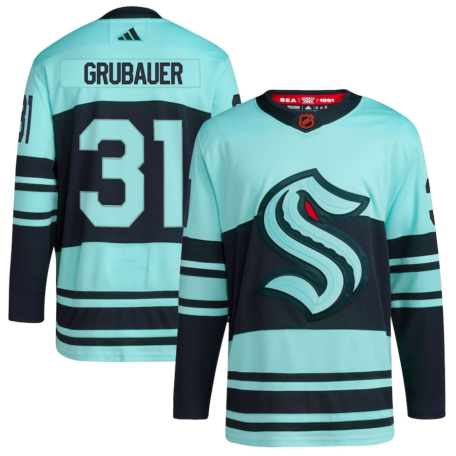 Men's Seattle Kraken Philipp Grubauer  Teal Reverse Retro 2.0 Authentic Player Jersey