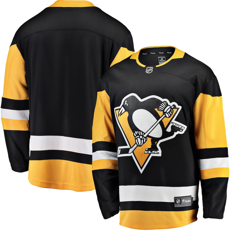 Custom Men's Pittsburgh Penguins Fanatics Black Breakaway Home Jersey