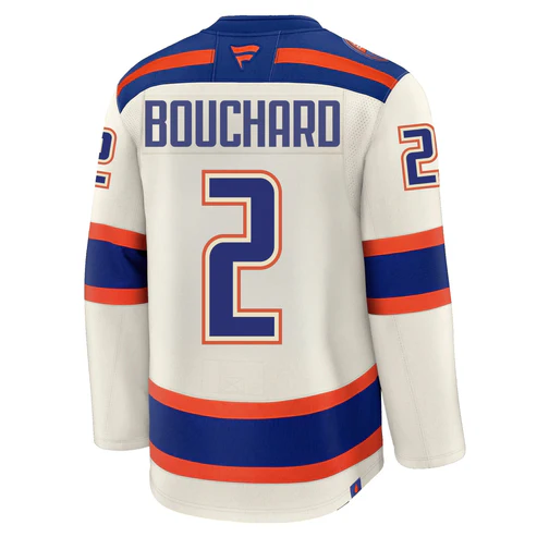 Evan Bouchard Detroit Edmonton Oilers Centennial Fanatics 100th Anniversary Jersey