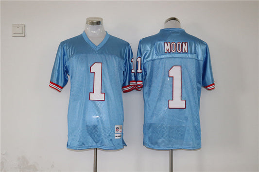 Men's Tennessee Oilers Warren Moon Light Blue Legacy Replica Jersey