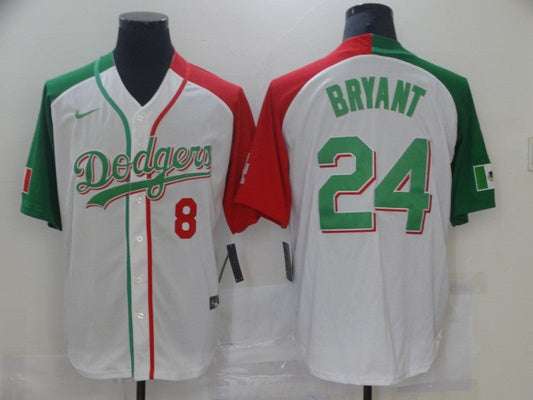 Men's Los Angeles Dodgers Kobe Bryant #8-24 White Game Player Jersey1