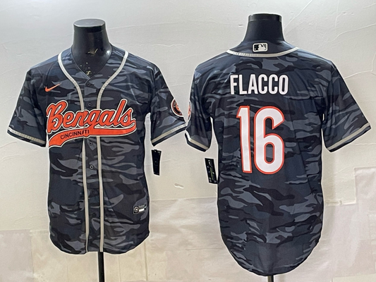 Men's Cincinnati Bengals Joe Flacco Grey Camouflage Team Game Jersey