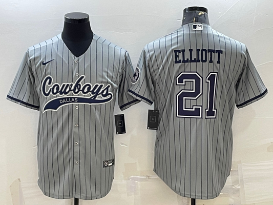 Men's Dallas Cowboys Ezekiel Elliott Gray Game Player Jersey Joint Edition