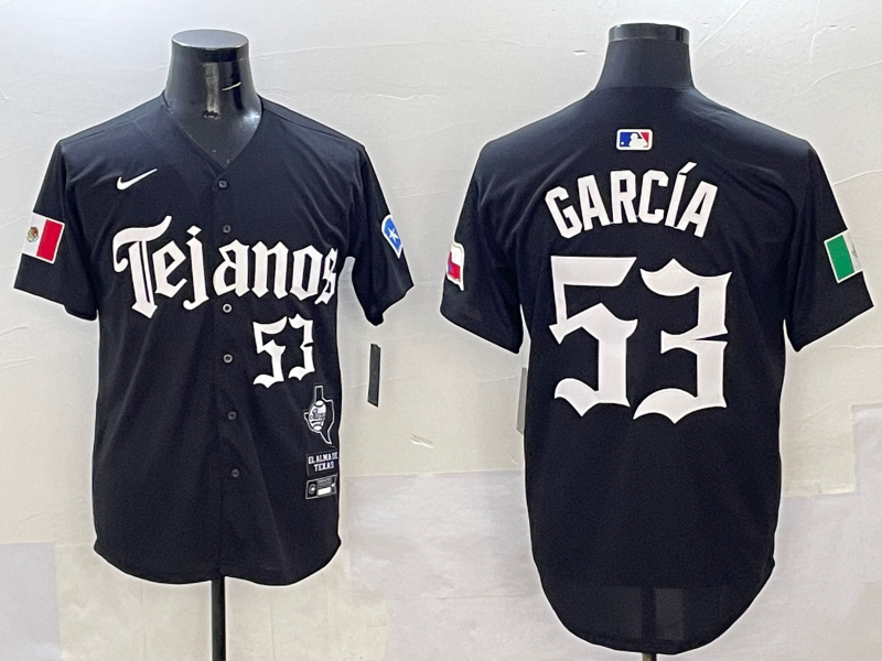 Men's Texas Rangers Adolis Garcia #53 Black Player Jersey