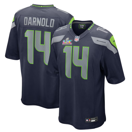 Men's Seattle Seahawks Sam Darnold  College Navy Super Bowl LX Patch Game Jersey
