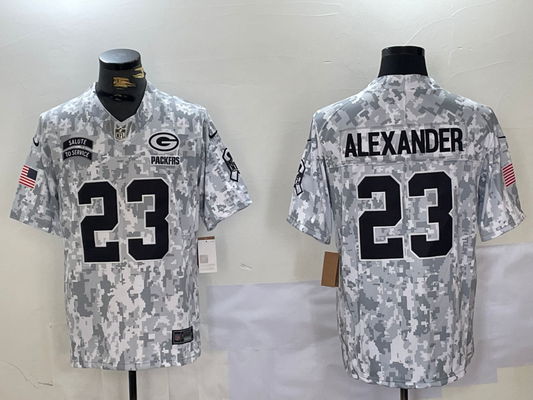 Men's Green Bay Packers Jaire Alexander Arctic Camo 2024 Salute to Service Limited Jersey
