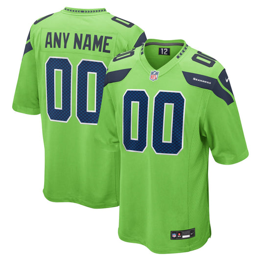 Seattle Seahawks Neon Green Alternate Custom Game Jersey