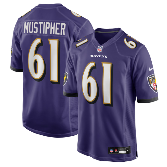 Baltimore Ravens Sam Mustipher Purple Team Game Jersey