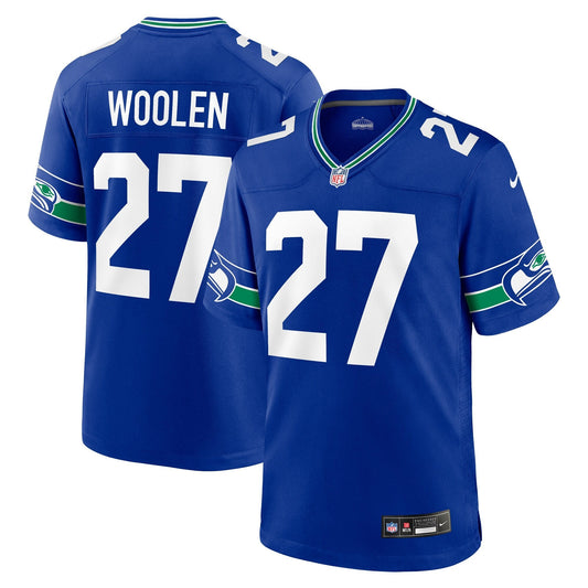Seattle Seahawks Tariq Woolen Royal Throwback Player Game Jersey