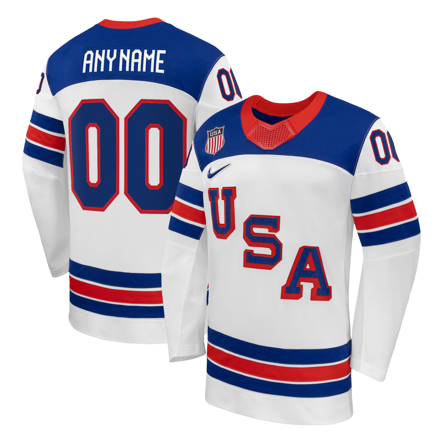 USA Hockey  2026 Away Supporter Edition Custom Jersey  White/Blue/Red