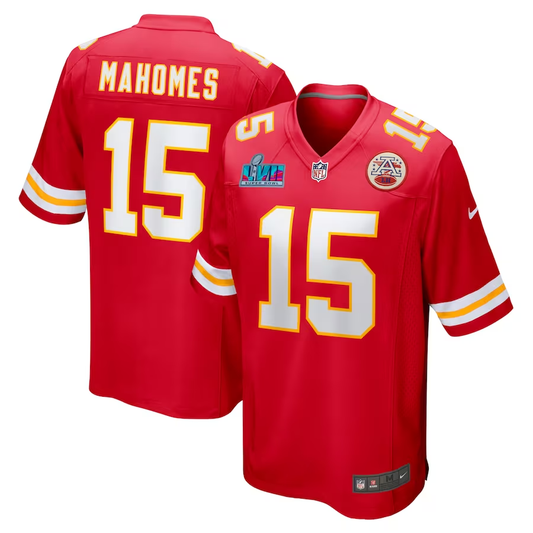 Men's Kansas City Chiefs Patrick Mahomes Red Super Bowl LVII Patch Game Jersey