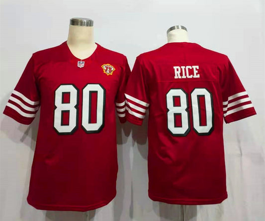 Men's San Francisco 49ers Jerry Rice Red 75th Anniversary Game Player Jersey1