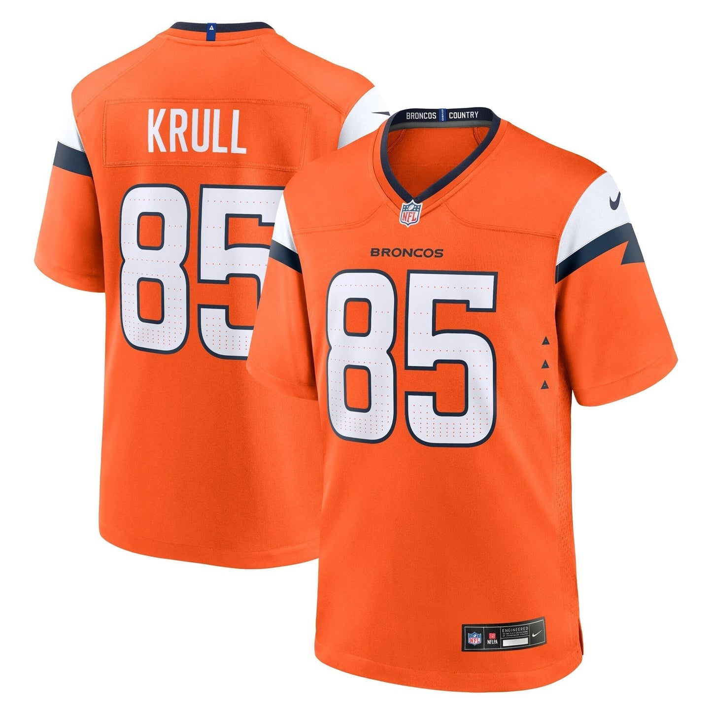 Lucas Krull Denver Broncos  Team Game Jersey -  Orange