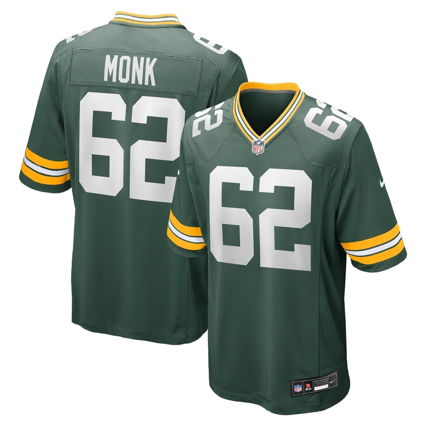 Jacob Monk Green Bay Packers   Game Jersey -  Green