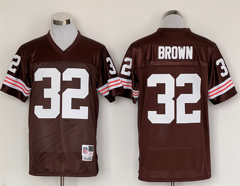 Men's Cleveland Browns Jim Brown  Brown Legacy Replica Player Jersey1