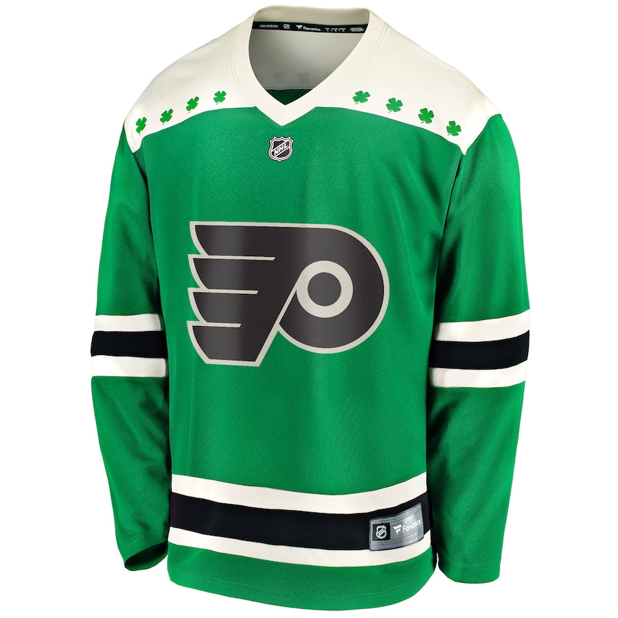 Custom Men's Philadelphia Flyers Fanatics Green 2021 St. Patrick's Day Breakaway Jersey