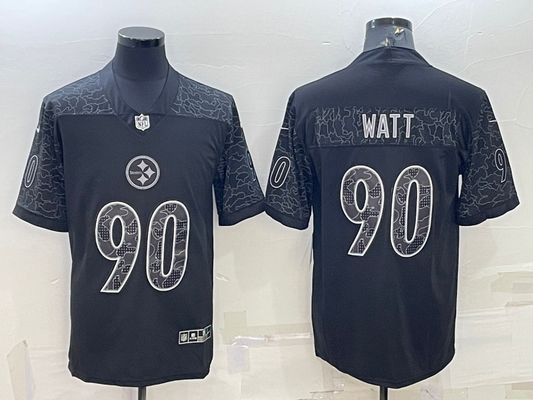 Men's Pittsburgh Steelers T.J. Watt Black Retired Player RFLCTV Limited Jersey