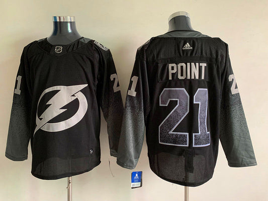 Men's Tampa Bay Lightning Brayden Point #21 Black Player Jersey1