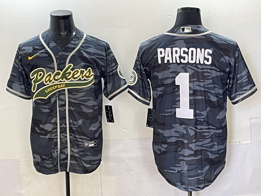 Men's Green Bay Packers Micah Parsons #1 Grey Camouflage Game Jersey