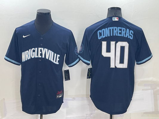 Men's Chicago Cubs Willson Contreras Navy Replica Baseball Jersey